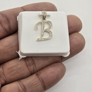 Real Diamond 10kt Gold Letter B Pendant